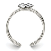 Sterling Silver CZ Flower Toe Ring
